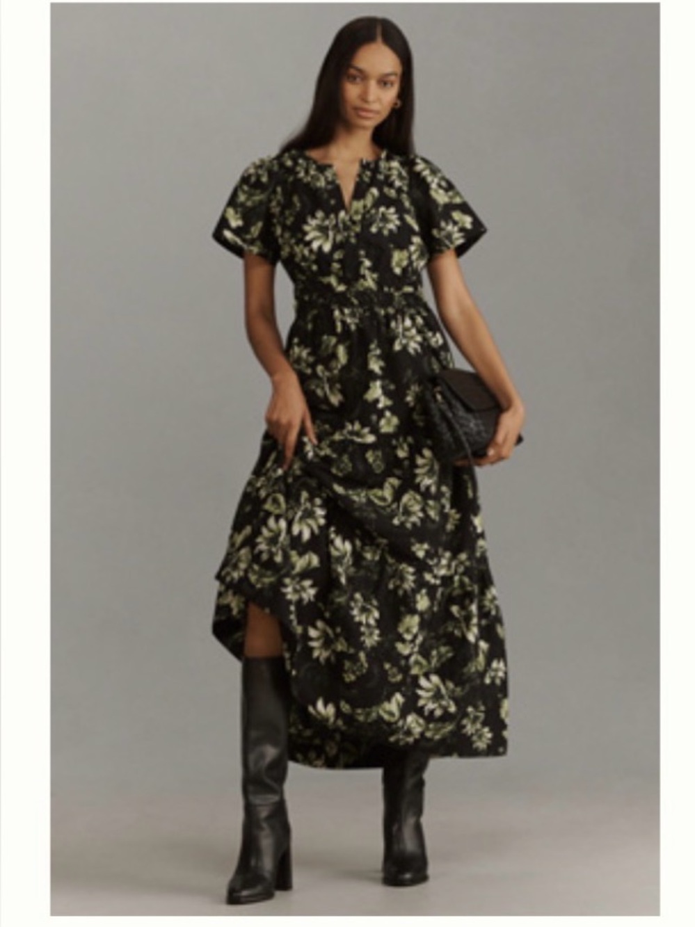 Anthropologie somerset maxi dress - Black & Green Floral